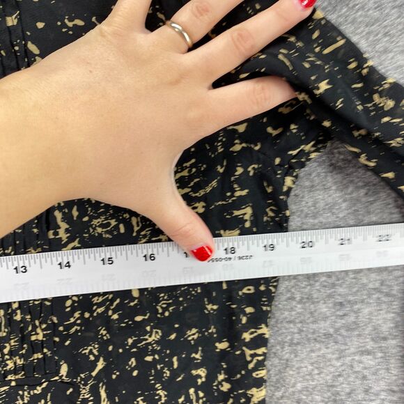 Converse One Star Blouse Women M Medium Black Geometric Button Up Long Sleeve - Picture 7 of 9